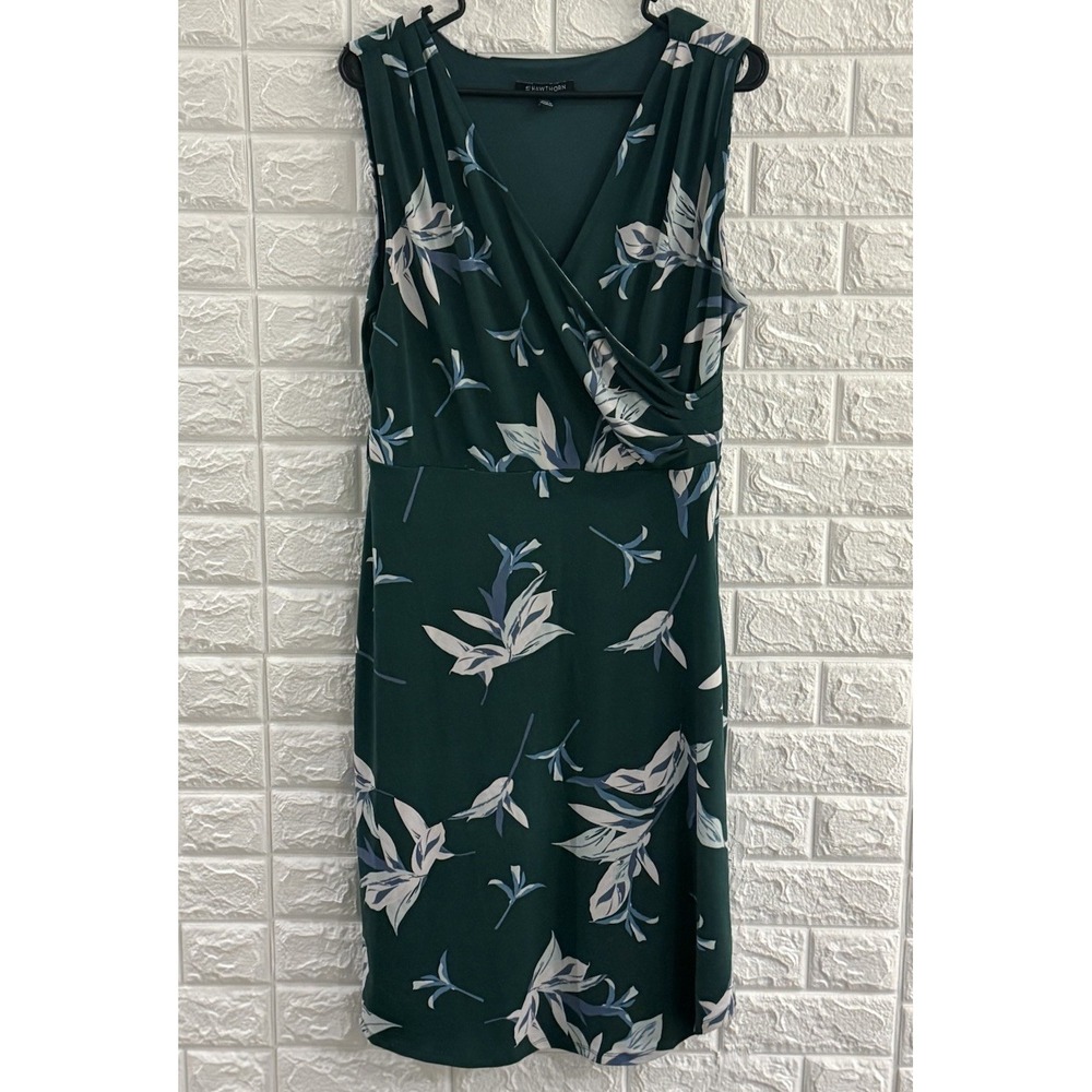 41 HAWTHORN WOMENS‎ DRESS SIZE XL PETITE GREEN SLEEVELESS FLORAL PRINT